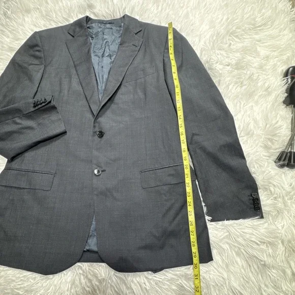 ERMENEGILDO ZEGNA Current Line Sport Blazer Mens 44L Long Gray‎ Patterned Italy